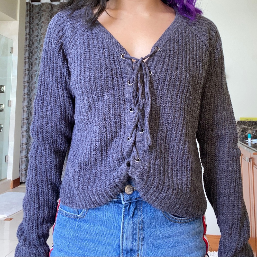 Lace-up Sweater